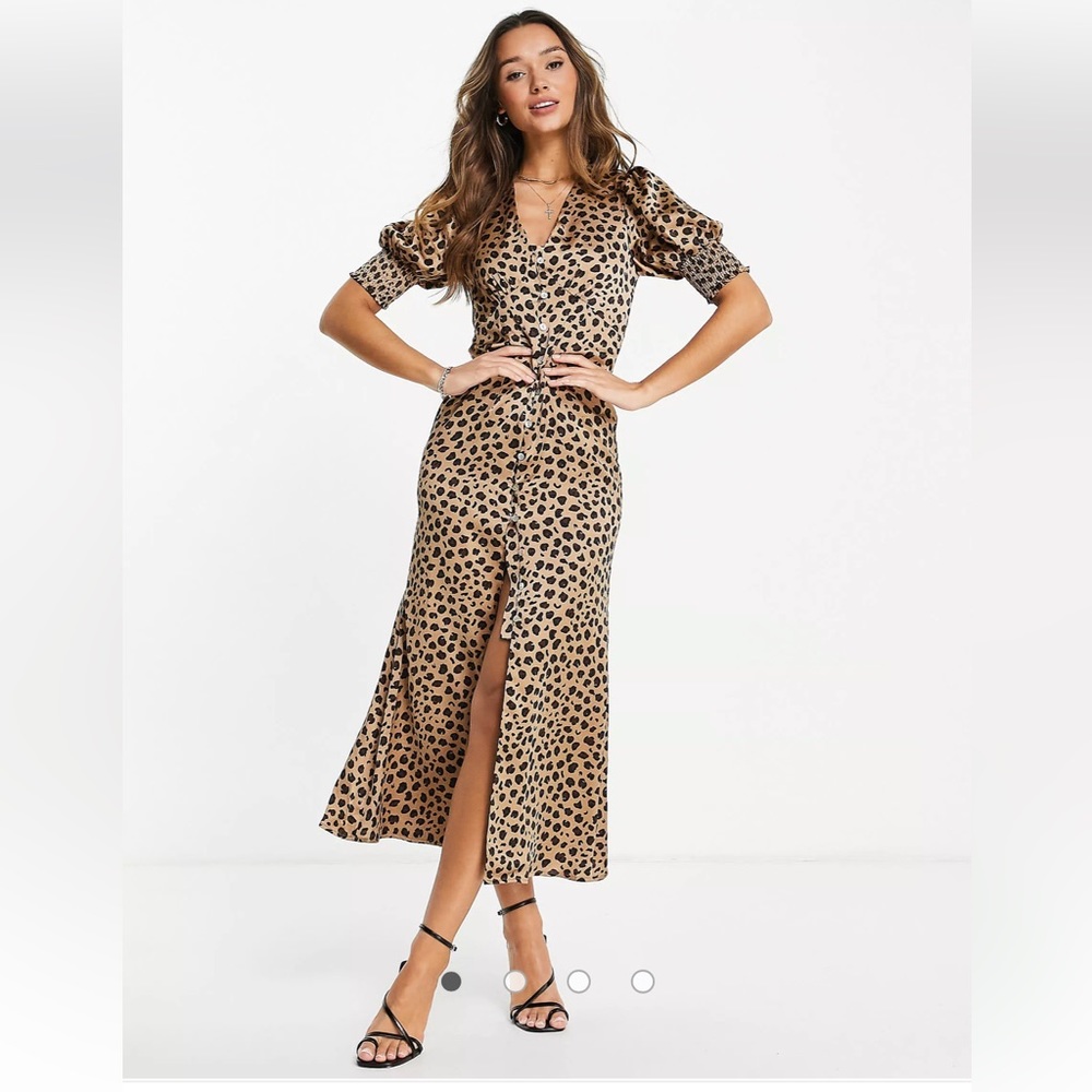 Never Fully Dressed Lindos button maxi dress in leopard Size 6 US